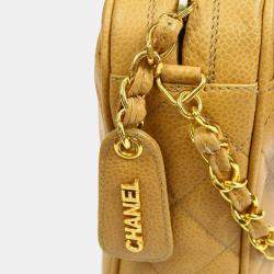 Chanel Beige Caviar Leather Shoulder Bag