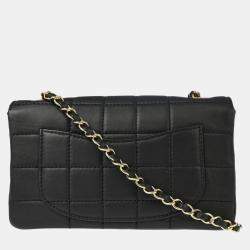 Chanel Black Leather Choco Bar Flap Shoulder Bag