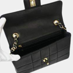 Chanel Black Leather Choco Bar Flap Shoulder Bag