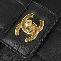 Chanel Black Leather Choco Bar Flap Shoulder Bag