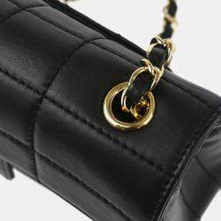 Chanel Black Leather Choco Bar Flap Shoulder Bag