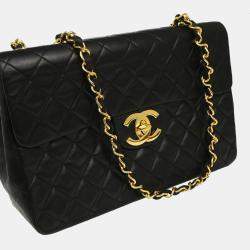 Chanel Black Lambskin Maxi Classic Flap Shoulder Bag