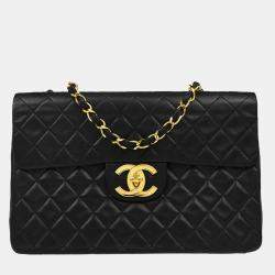 Chanel Black Lambskin Maxi Classic Flap Shoulder Bag