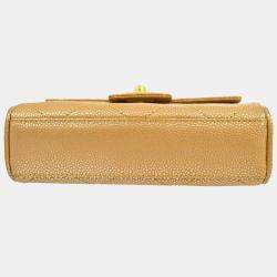 Chanel Beige Caviar Leather Chain Flap Bag