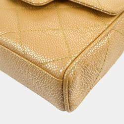 Chanel Beige Caviar Leather Chain Flap Bag