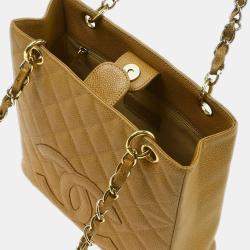 Chanel Beige Caviar Leather Petite Shopping Tote Bag