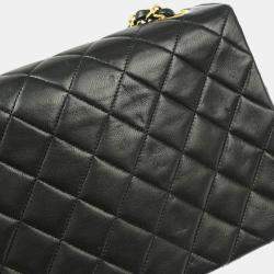 Chanel Black Lambskin Classic Square Flap Shoulder Bag
