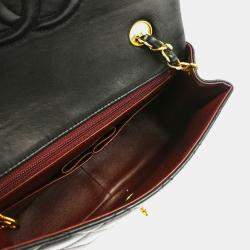 Chanel Black Lambskin Classic Square Flap Shoulder Bag