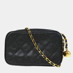 Pre Owned Chanel Black Calfskin Leather CC Camera Bag
