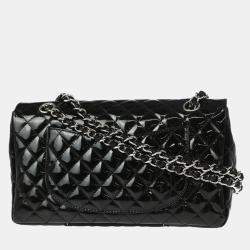 مملوكة مسبقًا Chanel Black Patent Leather Single Flap Shoulder Bag