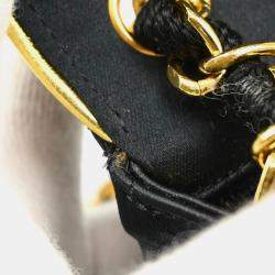 Pre Owned Chanel Black Satin Mini Classic Square Flap Shoulder Bag 