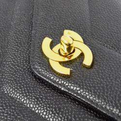 Pre Owned Chanel Black Calfskin Chevron Mini Square Shoulder Bag