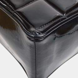 Chanel Black Patent Leather Heart Vanity Handbag