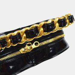 Chanel Black Patent Leather Heart Vanity Handbag