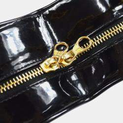 Chanel Black Patent Leather Heart Vanity Handbag