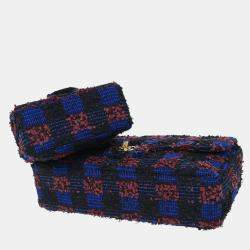 Chanel Blue Tweed Classic Single Flap Two-in-One Flap Bag Set 