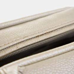 Chanel White Metallic Quilted Caviar Bowler Bag