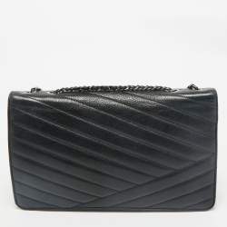 Pre Owned Chanel Black Chevron Quilted Leather Gabrielle Flap Bag