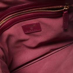 Pre Owned Chanel Burgundy Quilted Lambskin Leather Medium O Case Clutch