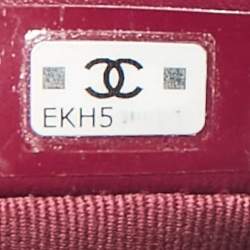 Pre Owned Chanel Burgundy Quilted Lambskin Leather Medium O Case Clutch