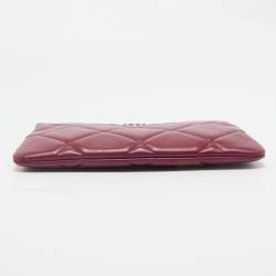 Pre Owned Chanel Burgundy Quilted Lambskin Leather Medium O Case Clutch