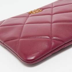 Pre Owned Chanel Burgundy Quilted Lambskin Leather Medium O Case Clutch