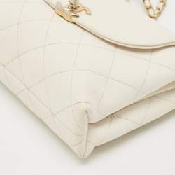 Chanel White Caviar Leather CC Flap Chain Bag