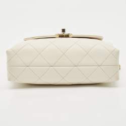 Chanel White Caviar Leather CC Flap Chain Bag