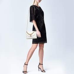 Chanel White Caviar Leather CC Flap Chain Bag