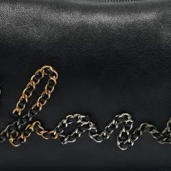 Chanel Black Leather Chain Signature Bag
