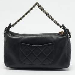 Chanel Black Leather Chain Signature Bag