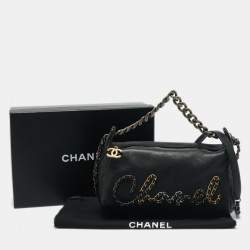 Chanel Black Leather Chain Signature Bag