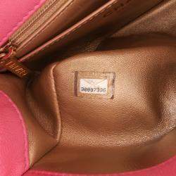 Pre Owned Chanel Pink Mini Square Classic Lambskin Pearl Crush Single Flap