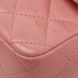 Pre Owned Chanel Pink Quilted Leather Mini Rectangle Classic Single Flap Bag