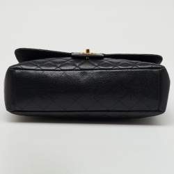 Pre Owned Chanel Black Quilted Caviar Leather Maxi Classic Single Flap Bag