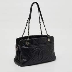 Chanel Black Quilted Caviar Soft Leather Medium Timeless Shopping Tote