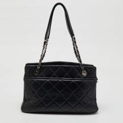 Chanel Black Quilted Caviar Soft Leather Medium Timeless Shopping Tote