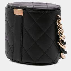 Pre Owned Chanel Black Mini Lambskin Elegant Chain Vanity Case
