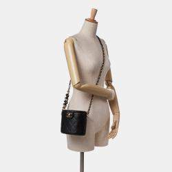 Pre Owned Chanel Black Mini Lambskin Elegant Chain Vanity Case