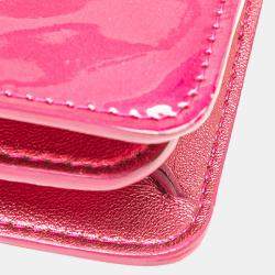 Pre Owned Chanel Pink CC Patent Phone Holder Crossbody