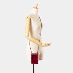 Pre Owned Chanel Pink CC Patent Phone Holder Crossbody
