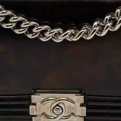Chanel Black Leather Old Medium Reverso Boy Flap Bag