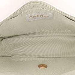 Pre Owned Chanel Blue/White CC Quilted Calfskin Single Flap