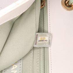 Pre Owned Chanel Blue/White CC Quilted Calfskin Single Flap