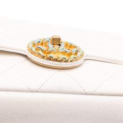 Pre Owned Chanel Blue/White CC Quilted Calfskin Single Flap