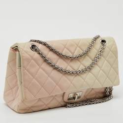 Pre Owned Chanel White/Pink Ombre Quilted Leather 2.55 Classic Reissue 277 Flap Bag