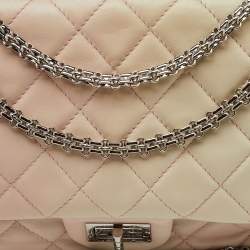 Pre Owned Chanel White/Pink Ombre Quilted Leather 2.55 Classic Reissue 277 Flap Bag