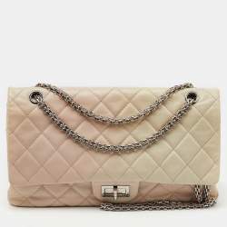 Pre Owned Chanel White/Pink Ombre Quilted Leather 2.55 Classic Reissue 277 Flap Bag