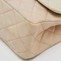 Pre Owned Chanel White/Pink Ombre Quilted Leather 2.55 Classic Reissue 277 Flap Bag