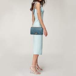 Chanel Metallic Green Quilted Leather Medium Boy Flap Bag